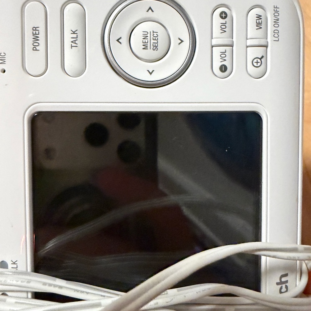 White Portable Baby Monitor with Charging Cable